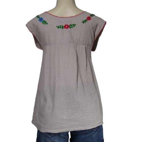 VTG EMBROIDERED Floral M Boho Hippie Festival Peasant Gypsy Fairy Folk Gauze Top - Picture 7 of 10